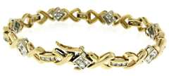 Alluring 14kt YG Round & Princess Cut Diamond "X"-Link Bracelet