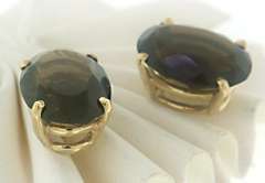 Beautiful 14kt YG Oval Smokey Quartz Stud Earrings