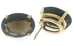 Beautiful 14kt YG Oval Smokey Quartz Stud Earrings