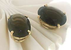 Beautiful 14kt YG Oval Smokey Quartz Stud Earrings