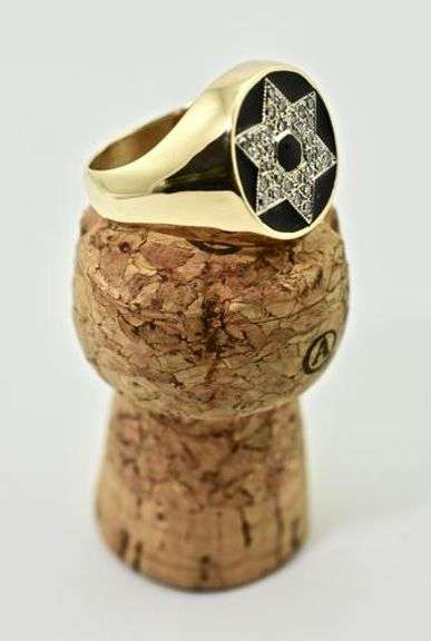 Star of David Enamel & Diamond 14K Ring