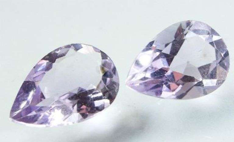 Stunning PAIR of ROSE AMETHYST PEAR shape Gemstones