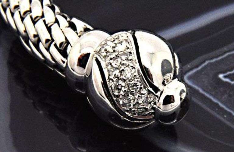 FOPE 18KT WHITE GOLD DIAMOND CUFF BRACELET.