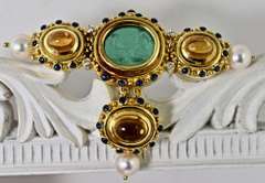 Elaborate 18K and Stone Brooch