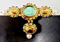 Elaborate 18K and Stone Brooch