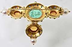 Elaborate 18K and Stone Brooch