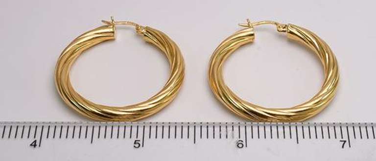 FunTwisted-Texture Hoop Earrings in Gold