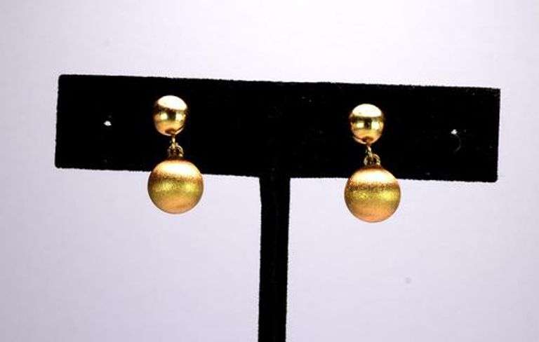 Beautiful Gold Bead Dangle Clip-On Earrings