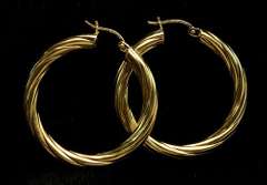 FunTwisted-Texture Hoop Earrings in Gold
