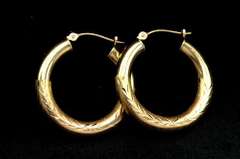 Cute Etched & Textured Gold Hoops
