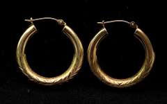 Cute Etched & Textured Gold Hoops