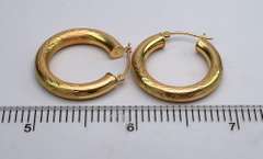 Cute Etched & Textured Gold Hoops