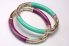 Pair of Sterling & Colorful Hinged Bangle Bracelets