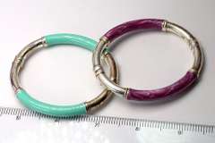 Pair of Sterling & Colorful Hinged Bangle Bracelets