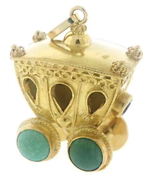 Very Cute Carriage Turquoise Charm