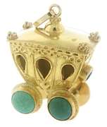 Very Cute Carriage Turquoise Charm