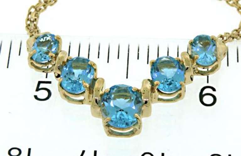Fabulous 14kt YG Oval Cut Blue Topaz Bib Necklace
