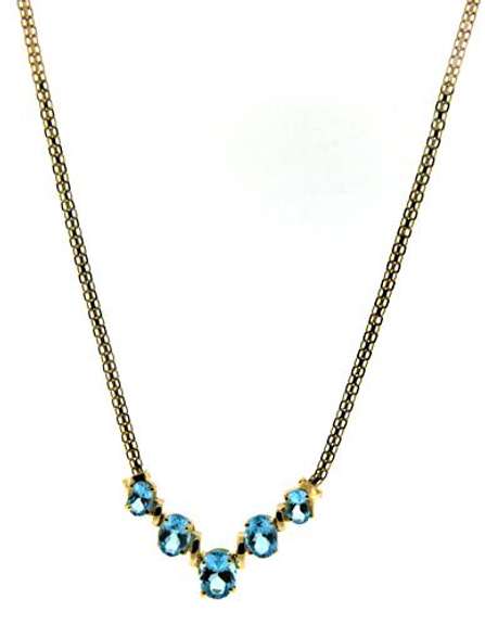 Fabulous 14kt YG Oval Cut Blue Topaz Bib Necklace