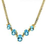 Fabulous 14kt YG Oval Cut Blue Topaz Bib Necklace