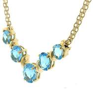 Fabulous 14kt YG Oval Cut Blue Topaz Bib Necklace