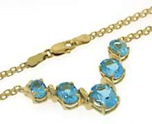 Fabulous 14kt YG Oval Cut Blue Topaz Bib Necklace
