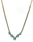 Fabulous 14kt YG Oval Cut Blue Topaz Bib Necklace