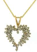 Beautiful Heart Cluster Diamond Necklace