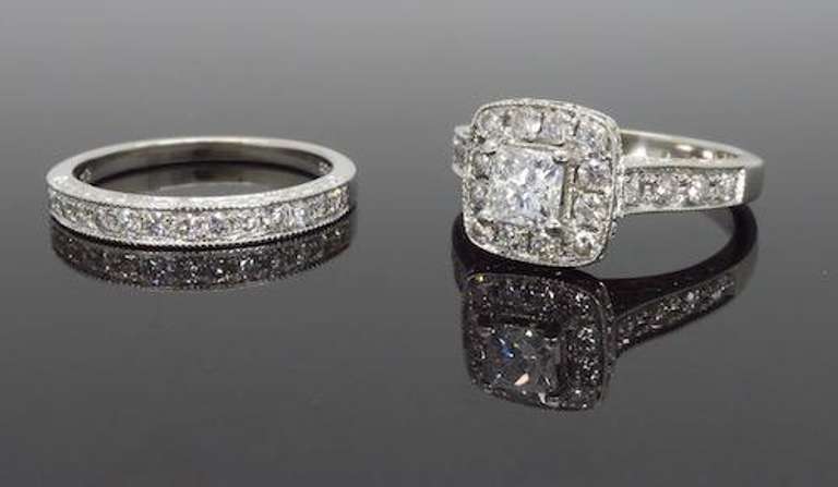 14K White Gold Certified Engagement & Wedding Set