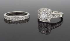 14K White Gold Certified Engagement & Wedding Set
