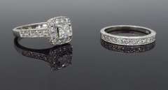 14K White Gold Certified Engagement & Wedding Set