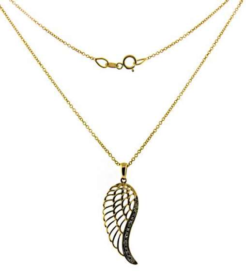 Pretty 2 Tone Gold Wing Pendant Necklace