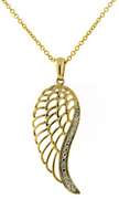 Pretty 2 Tone Gold Wing Pendant Necklace