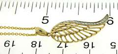 Pretty 2 Tone Gold Wing Pendant Necklace