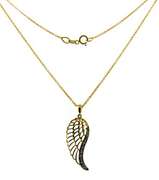 Pretty 2 Tone Gold Wing Pendant Necklace