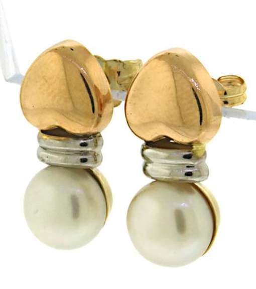 Pretty Button Pearl & Heart Earrings
