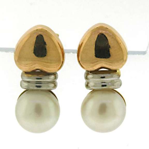 Pretty Button Pearl & Heart Earrings