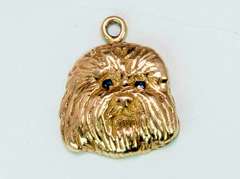 Sapphire-Eyed Dog Face Charm, 14KT