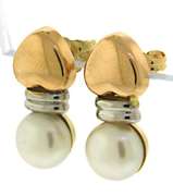 Pretty Button Pearl & Heart Earrings