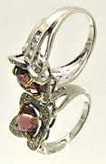 14K WHITE GOLD PINK TOURMALINE AND CZ RING WITH YELLOW