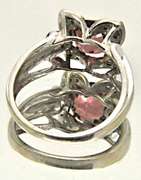 14K WHITE GOLD PINK TOURMALINE AND CZ RING WITH YELLOW