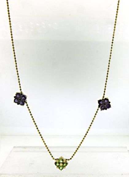 Fabulous Amethyst & Peridot 3 Flower Necklace