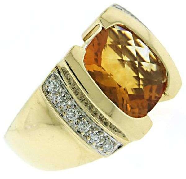 Fantastic 14kt YG Citrine and Diamond Ring