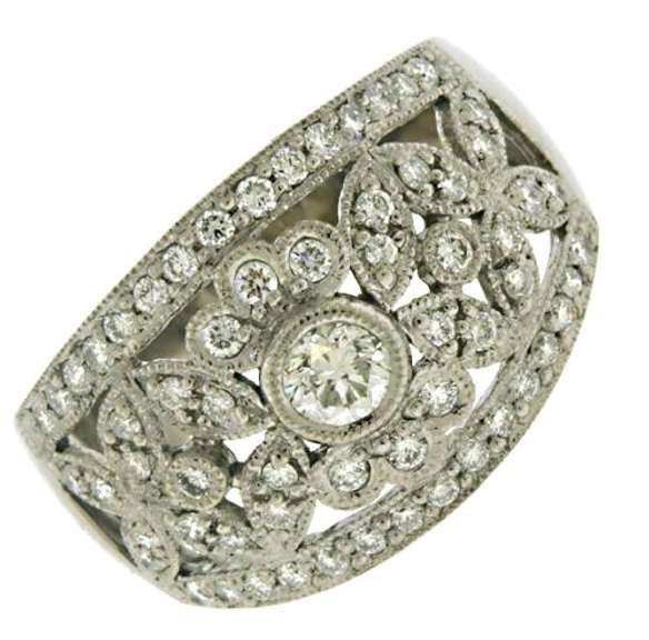 Fancy Milgrain and Diamond Floral Ring