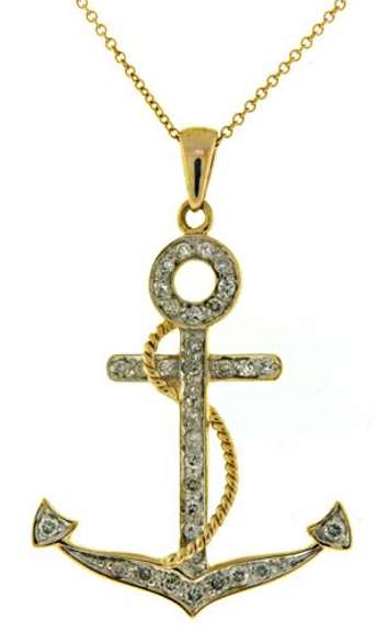 Pretty 18kt Diamond Anchor Necklace