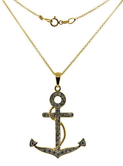 Pretty 18kt Diamond Anchor Necklace