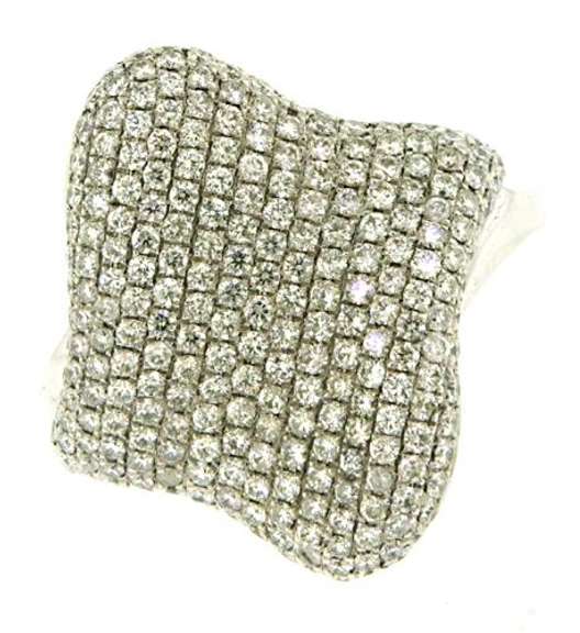 Lovely Pave Diamond Cushion Wave Ring