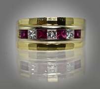 Exquisite 18K Ruby & Diamond Band