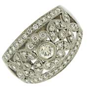 Fancy Milgrain and Diamond Floral Ring