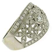 Fancy Milgrain and Diamond Floral Ring