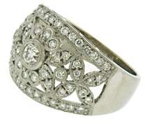 Fancy Milgrain and Diamond Floral Ring